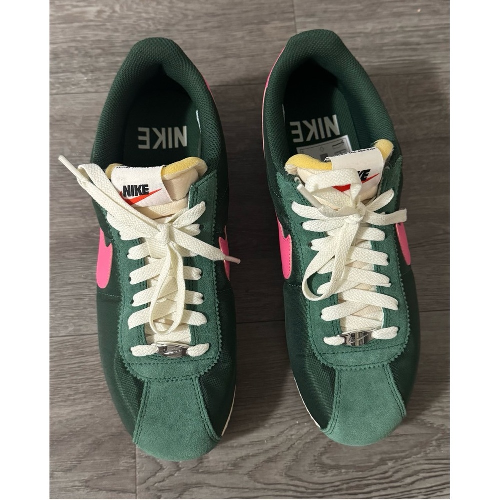 Nike Cortez Green and Pink Sneakers - Picture 7 of 11